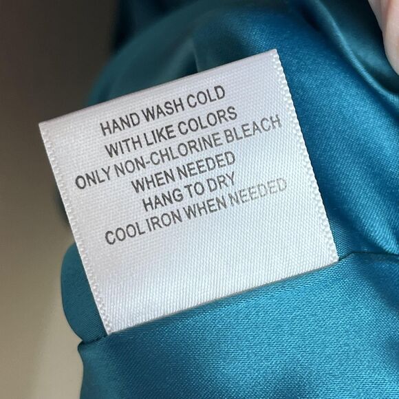 ModCloth Top Womens Small Teal Peter Pan Collar Metallic Belted Blouse Mod Retro - Picture 7 of 10